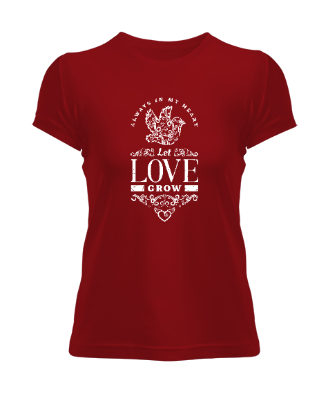 Tisho - Love Grow Kırmızı Kadın Tişört