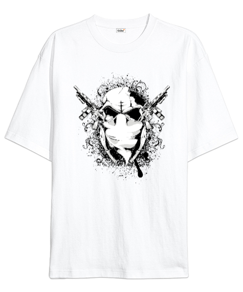 Tisho - LOVE GUN Beyaz Oversize Unisex Tişört