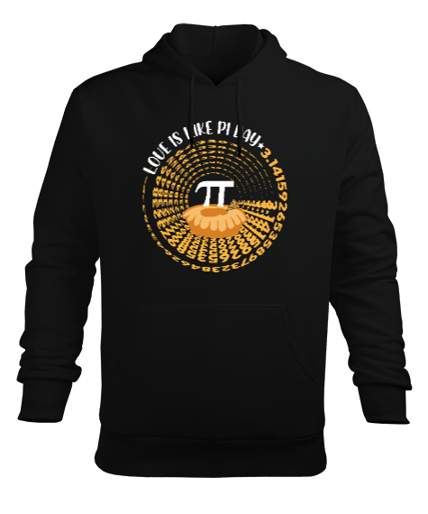 Tisho - Love Is Like Pi Day Siyah Erkek Kapüşonlu Hoodie Sweatshirt