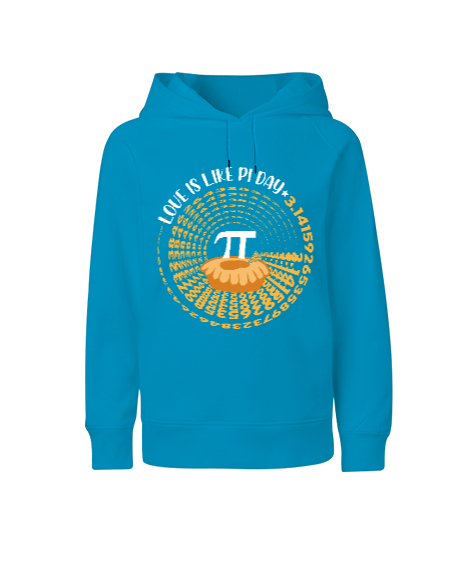 Tisho - Love Is Like Pi Day Turkuaz Çocuk Unisex Hoodie Kapüşonlu