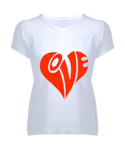 Love Kadın V Yaka Tişört