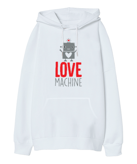Tisho - Love Machine Oversize Unisex Kapüşonlu Sweatshirt