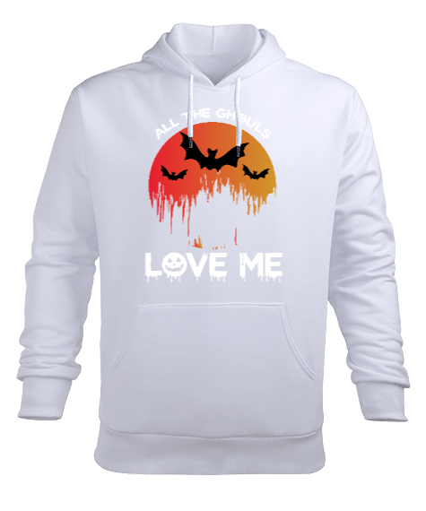 Tisho - LOVE ME Beyaz Erkek Kapüşonlu Hoodie Sweatshirt