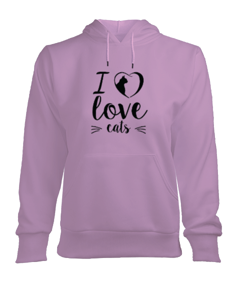 Tisho - LOVE MY CAT T HOODIE KADIN LOVE MY CAT KAPŞONLU SWEAT HAYVAN SEVGİSİ Kadın Kapşonlu Hoodie Sweatshirt