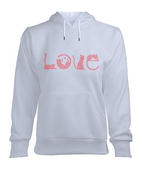 Tisho - LOVE MY CAT T HOODIE KADIN LOVE MY CAT KAPŞONLU SWEAT HAYVAN SEVGİSİ Kadın Uzun Hoodie Kapüşonlu Swe Kadın Kapşonlu Hoodie Sweatshirt