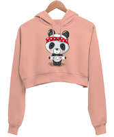 Love Panda Yavru Ağzı Kadın Crop Hoodie Kapüşonlu Sweatshirt - Tisho