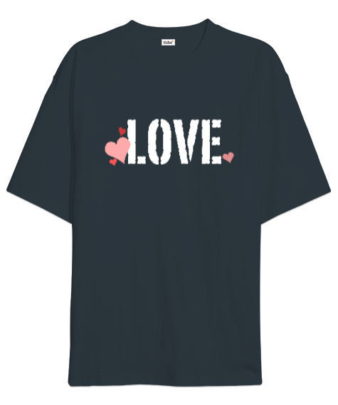 Tisho - Love - Sevgi Füme Oversize Unisex Tişört