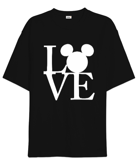 Tisho - Love Sevgililer Günü 14 Şubat Tasarım Baskılı Siyah Oversize Unisex Tişört