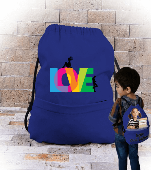 Tisho - love tasarım çanta Büzgülü Çocuk Sırt Çantası