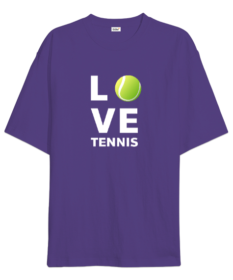 Tisho - Love Tennis - Tenis Oynamayı Seviyorum Mor Oversize Unisex Tişört