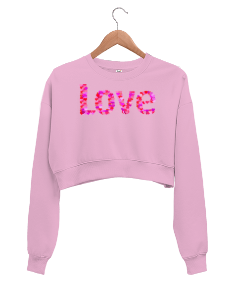 Tisho - Love yazılı Kadın Crop Sweatshirt
