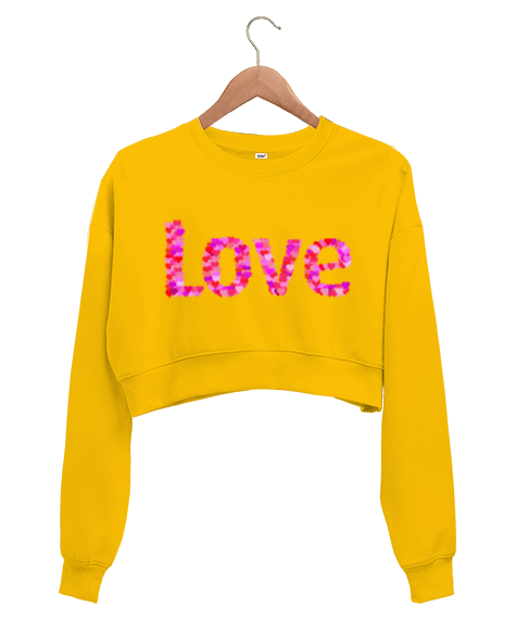 Tisho - love yazılı Kadın Crop Sweatshirt
