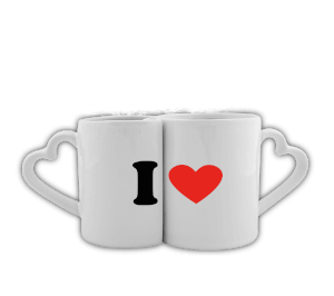 Love Yazılı Kalpli Kare Yastık Sevgili Kupalar - Tisho