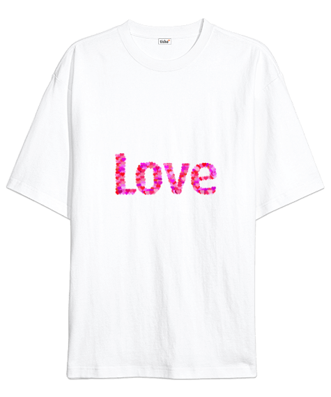 Tisho - Love Yazılı Oversize Kadın Tişört Oversize Unisex Tişört