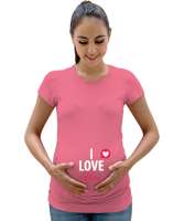 LOVE YOU BASKILI Pembe Kadın Hamile Tişört - Tisho