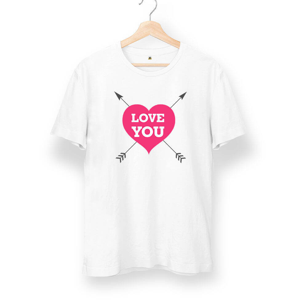Tisho - Love You Kalp Unisex Kısa Kol Tişört