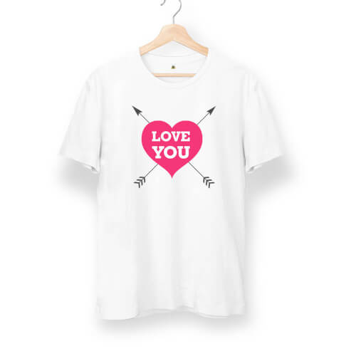 Love You Kalp Unisex Kısa Kol Tişört - Thumbnail