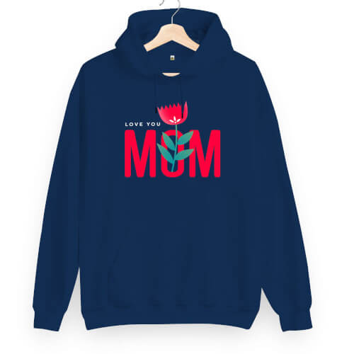 Love You Mom Unisex Kapüşonlu Sweatshirt - Thumbnail