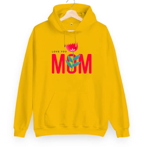 Love You Mom Unisex Kapüşonlu Sweatshirt - Thumbnail