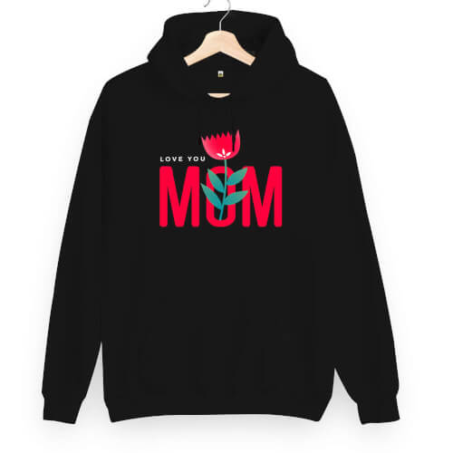 Love You Mom Unisex Kapüşonlu Sweatshirt - Thumbnail