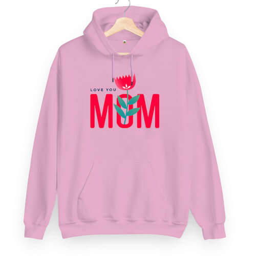 Love You Mom Unisex Kapüşonlu Sweatshirt - Thumbnail