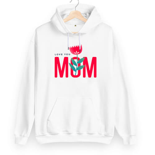 Love You Mom Unisex Kapüşonlu Sweatshirt - Thumbnail