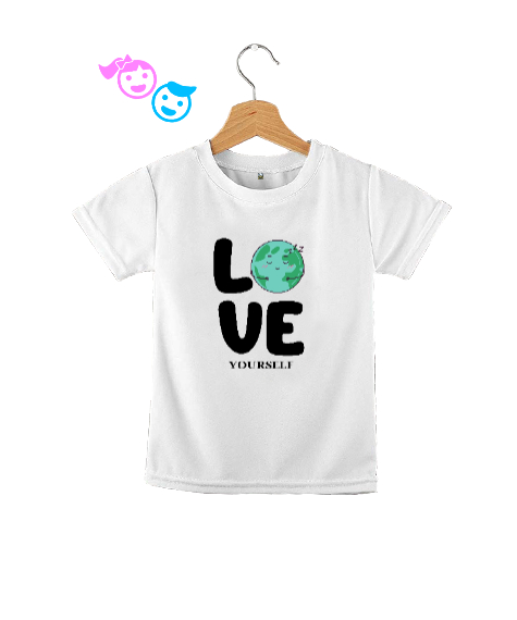 Tisho - Love Yourself - Kendini Sev Yazılı Beyaz Çocuk Unisex