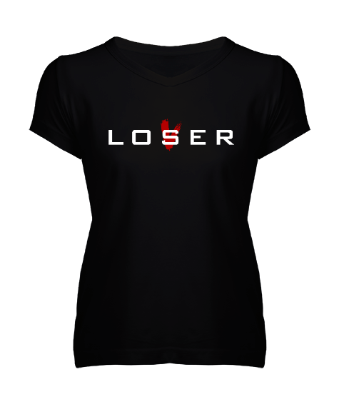 Tisho - Lover Loser Kadın V Yaka Tişört