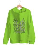 Loves Fıstık Yeşili Unisex Kapşonlu Sweatshirt - Thumbnail