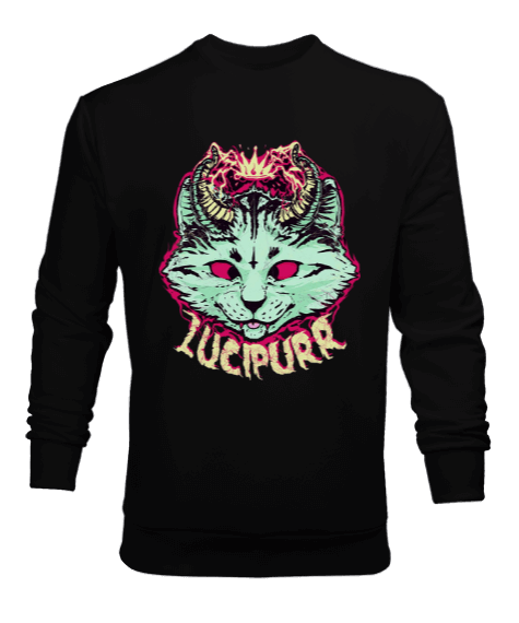 Tisho - Lucipurr Kedi Tasarım Baskılı Erkek Sweatshirt