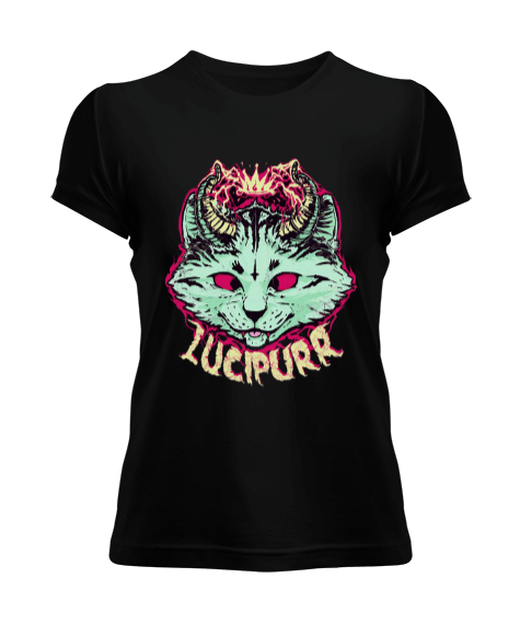 Tisho - Lucipurr Kedi Tasarım Baskılı Kadın Tişört