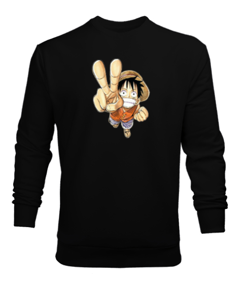 Tisho - Luffy Siyah Erkek Sweatshirt