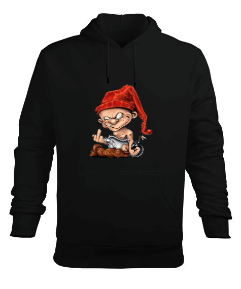 Tisho - LUTIN DOIGT DHONNEUR Erkek Kapüşonlu Hoodie Sweatshirt