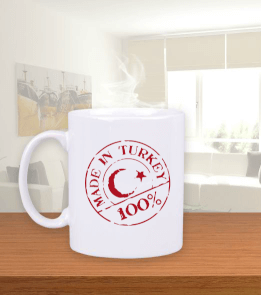 Tisho - Made in Turkey Tek Taraflı Beyaz Kupa Bardak