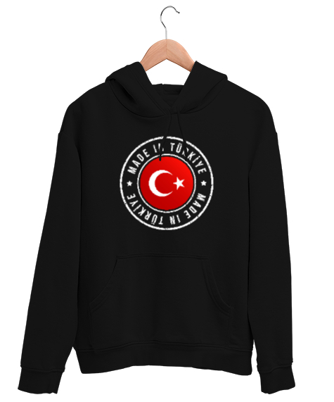 Tisho - Made In Türkiye Siyah Unisex Kapşonlu Sweatshirt