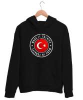 Made In Türkiye Siyah Unisex Kapşonlu Sweatshirt - Tisho