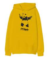 MAFYA PANDA Sarı Oversize Unisex Kapüşonlu Sweatshirt - Tisho