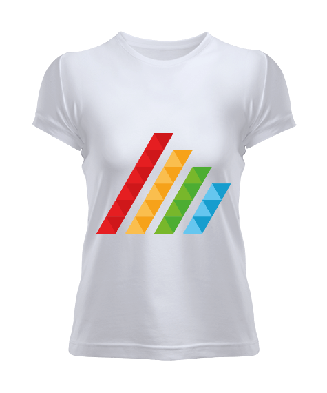 Tisho - MAHT Design Colorful Polygon Hatch Beyaz Kadın Tişört