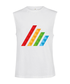 Tisho - MAHT Design Colorful Polygon Hatch Beyaz Kesik Kol Unisex Tişört