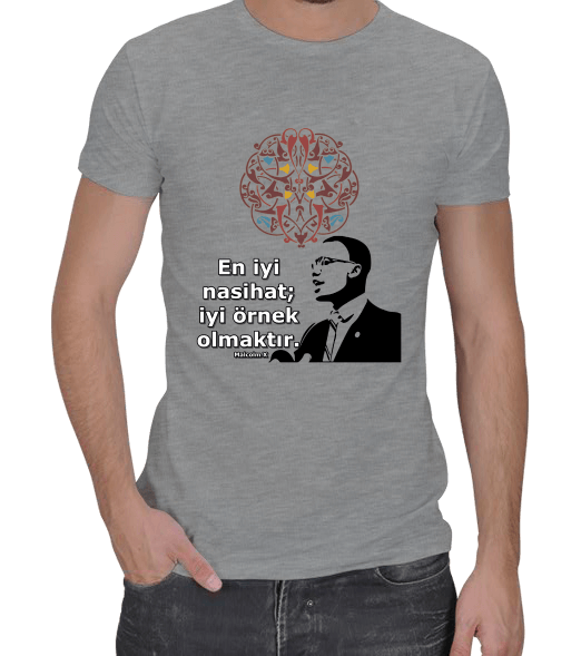 Tisho - Malcolm X Resimli Ve Motifli Erkek Regular Kesim Tişört