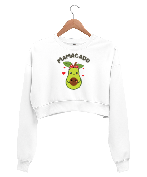 Tisho - Mamacado Beyaz Kadın Crop Sweatshirt