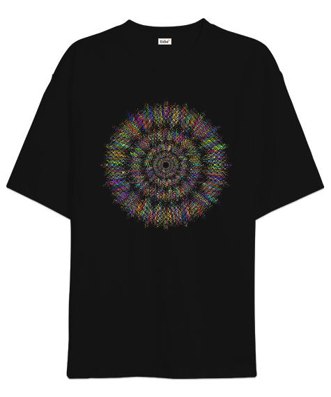 Tisho - Mandala - Renkler - Colorfull Siyah Oversize Unisex Tişört