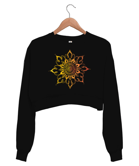 Tisho - Mandala tasarımlı Kadın Crop Sweatshirt