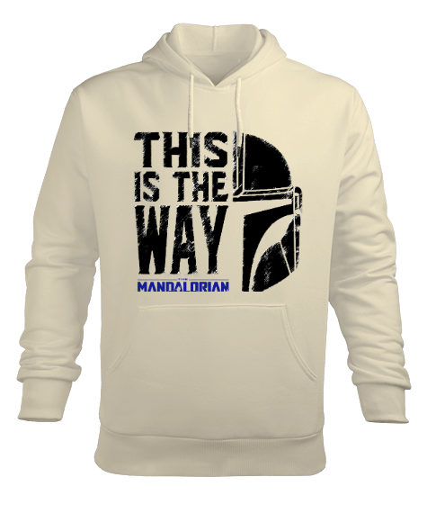 Tisho - Mandolarian Baskılı Beyaz Erkek Kapüşonlu Hoodie Sweatshirt