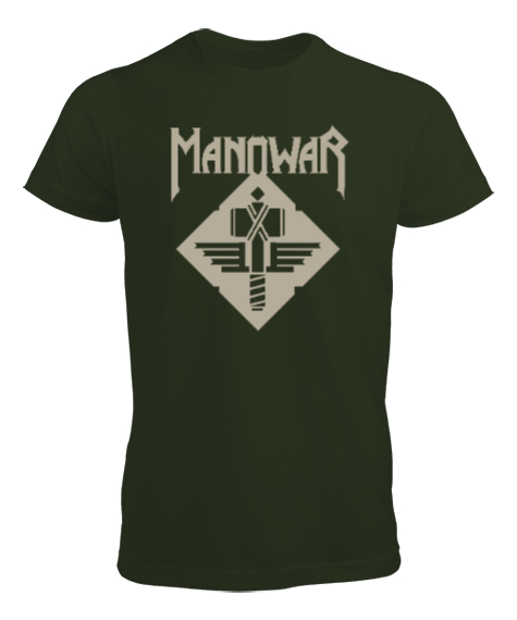Tisho - Manowar Hammer Haki Yeşili Erkek Tişört