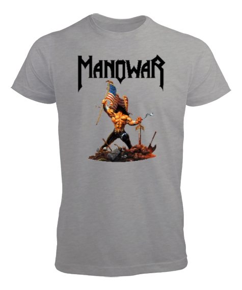 Tisho - Manowar - Savaşçı Gri Erkek Tişört
