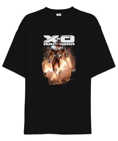 Tisho - Manowar X-O Siyah Oversize Unisex Tişört