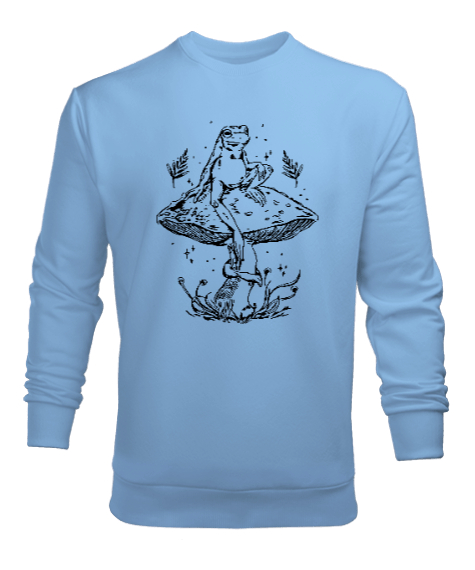 Tisho - Mantar Üstünde Kurbağa Buz Mavisi Erkek Sweatshirt
