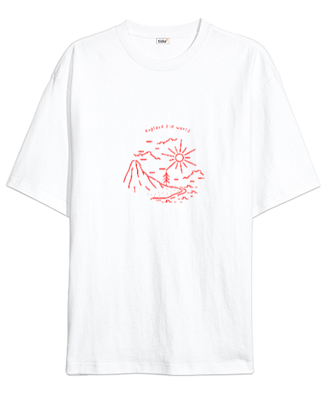Tisho - Manzara Beyaz Oversize Unisex Tişört