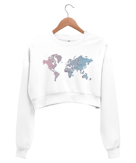 Tisho - map Kadın Crop Sweatshirt